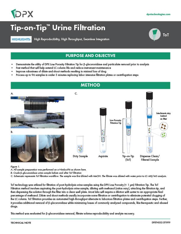 Urine Filtration to replace manual centrifugation step